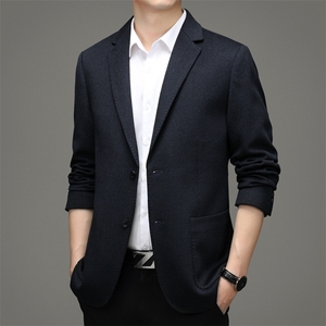 男装秋冬季新款男士商务休闲羊绒西服男中年羊毛西装外套上衣图片