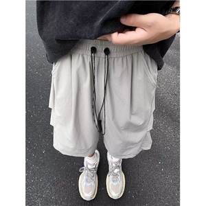 休闲短裤男夏季薄款潮牌宽松沙滩裤机能褶皱伞兵美式五分裤子图片