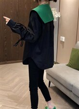 拼色领衬衫，女装衬衫，尚+