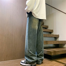 牛仔裤男款秋冬直筒宽松vibe美式高街裤子A080-9001-P50控68，男装牛仔裤，电商A080