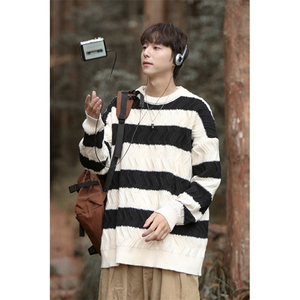 cityboy！条纹毛衣男士加厚麻花线衣男针织衫男XH03-P60图片