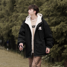 灯芯绒两面穿棉服男女羊羔毛棉衣外套冬季加厚棉袄M0811-P120，男装棉衣，星座308B-2