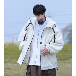港风连帽滚边设计防晒衣男情侣潮牌防晒服男FS77005P45控68图片