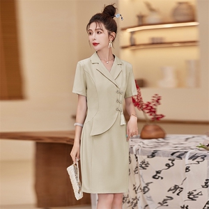 职业西装连衣裙女2023夏季新款高级感名媛气质收腰包臀a字裙子潮图片