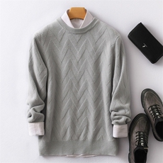 2024年秋季纯色长袖羊毛时尚都市套头针织衫，男装羊毛衫，德晨羊绒