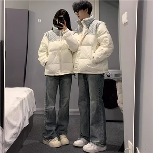 潮高级感针织拼接立领羽绒棉服加厚小众情侣面包服Y321-P88网图图片