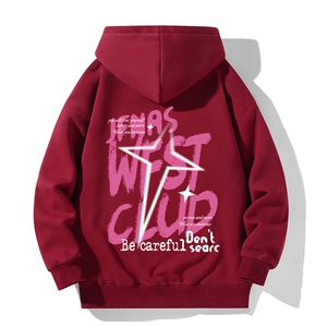 抖音得物 高品质印花连帽卫衣 秋冬装美式宽松连帽纯色卫衣ADL107图片