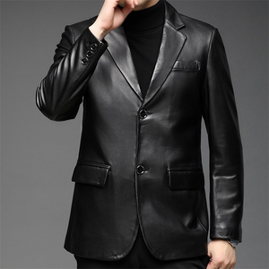 真皮皮衣绵羊皮精品男数单西休闲商务外套西服图片