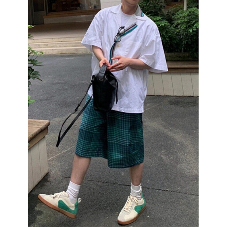 男士夏季五分裤宽松休闲居家薄款格子中青年可外穿沙滩裤KA89,男装休闲裤,星座1116A（原606A-3）