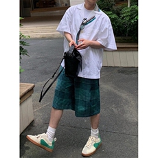 男士夏季五分裤宽松休闲居家薄款格子中青年可外穿沙滩裤KA89，男装休闲裤，星座1116A（原606A-3）