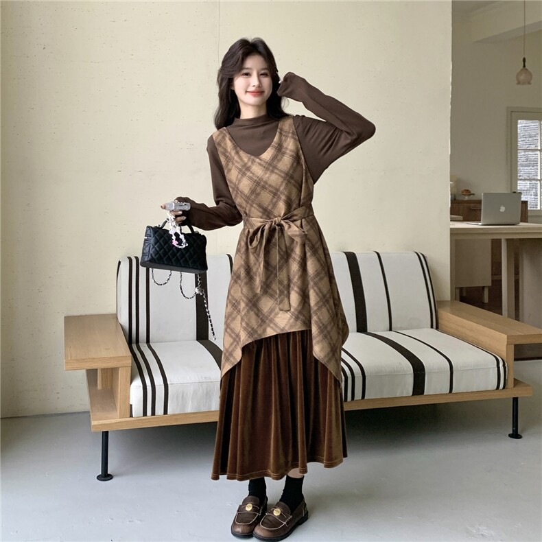 春装新款连衣裙+内搭两件套2C153-8951-P185K298,女装连衣裙,2C153