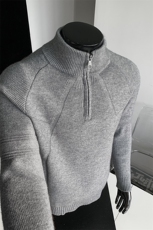 潮流时尚百搭大码纯色半拉链半高领针织长袖毛衣男MY127-特P48，男装针织衫/毛衣，电商A001-1