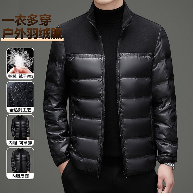 现货一衣三穿全热封工艺新标90白鸭绒户外冲锋衣羽绒服外套,男装夹克,钱塘723