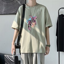 T1547P25现货夏季宽松短袖T恤男潮百搭上衣男士大码圆领休闲t恤，男装T恤，星座510A-1