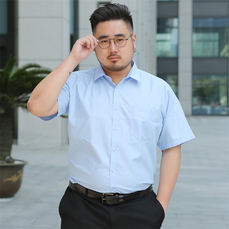 夏装新款男士短袖衬衫胖哥工装半袖衬衣加肥加大码1405-2款,男装衬衫,星座802