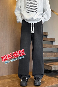 春季加长男裤子高个子美式高街188cm110牛仔直筒裤微喇KZ007P60图片