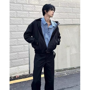 美式假两件拼接休闲短款夹克秋冬宽松外套上衣男女潮 JYF36图片