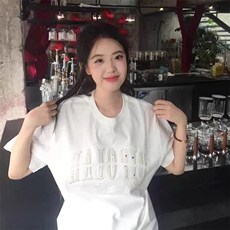万针全刺绣工艺抖音得物高品质260克重磅纯棉双纱美式高街短袖T恤，男装T恤，电商A486