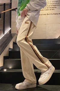 2024春新款 港风 撞色织带拼接宽松阔腿休闲裤 K305-P40控75图片