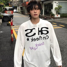 简约日系慵懒气质潮流文艺长袖T时尚百搭原宿流行新款ins，男装T恤，星座506A