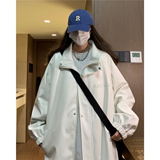 大码pu皮衣夹克钢印美式女复古oversize显瘦设计感情侣机车外套秋，女装皮衣，星座226-2