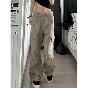 美式大理石纹宽松直筒工装牛仔裤男女潮牌cargo伞兵裤垂感阔腿裤图片