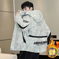 加绒加厚连帽夹克男秋冬时尚潮流加厚棉衣男外套MY651-P88，男装夹克，星座310B-3
