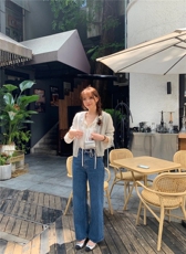 秋冬百搭浪漫莱赛尔荷叶边领设计感气质长袖衬衫，女装衬衫，湘姗