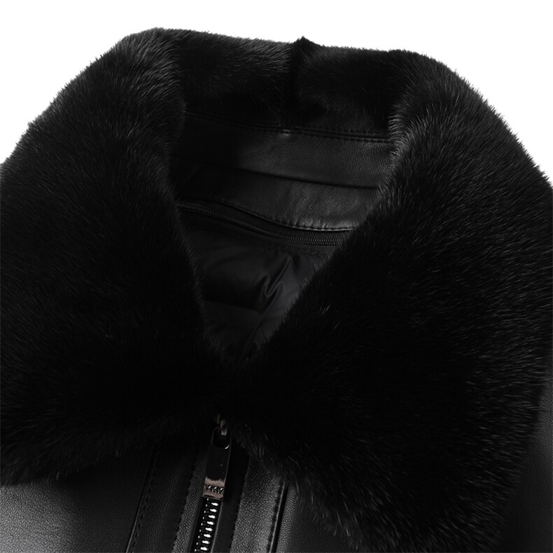 DLSN28193冬季水貂毛领羽绒服男绵羊皮外套休闲男装爸爸装,男装羽绒服,电商B360