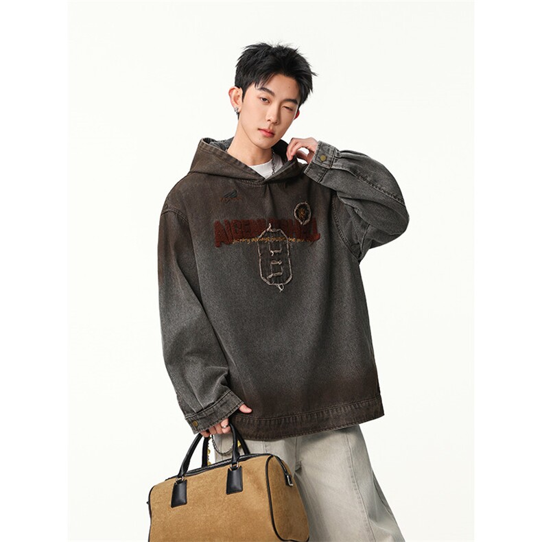 水洗牛仔外套男款春美式痞帅上衣服宽松休闲工装夹克JK1327-P80，男装工装外套，星座1103-3