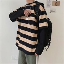 19年秋冬新款假两件条纹休闲潮流时尚款卫衣DS-B293-N101，男装卫衣，电商A306