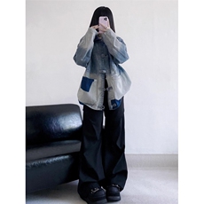【网图有货】新中式牛仔外套男女款设计感撞色风夹克J60CC-P75，男装夹克，星座1007（原301D）