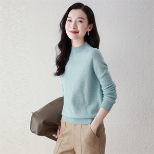 半高领羊绒衫女100%纯山羊绒秋冬新款洋气内搭长袖打底衫毛衣图片