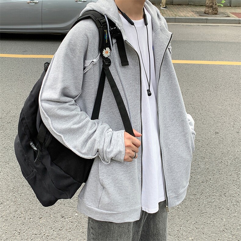 情侣开衫卫衣男秋季连帽外套潮流宽松百搭上衣服休闲HY08,男装卫衣,电商A102B