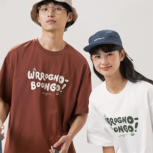 2024夏季新款男装日系潮牌纯棉印花圆领宽松短袖休闲T恤T872-F40图片