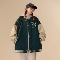 中性风22秋冬新品港风字母印花PU皮棒球服夹克外套G644P85控108，男装夹克，A247A