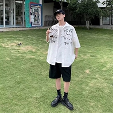 夏季纯棉短袖涂鸦衬衫C46p36，男装衬衫，星座1013