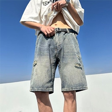 现货美式破洞牛仔短裤男夏季高街潮牌五分裤宽松1008-DK911-P35，男装牛仔裤，星座1008