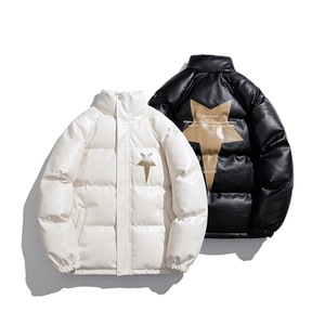 白底鳄鱼纹印花字母设计棉衣大码潮流休闲棉衣男MY77730P128控168图片