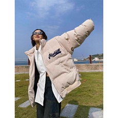 美式复古刺绣灯芯绒棉衣外套男女ins宽松加厚面包服情侣立领棉服，男装棉衣，星座1210-1