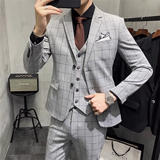 格子男装西服套装三件套礼服结婚W2023-P260，男装西服，星座1012