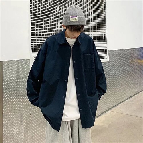 长袖衬衫男港风日系韩版潮流帅气衬衣复古风工装衬衫C226P33，男装衬衫，星座1116-2