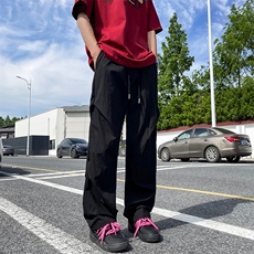 美式降落伞兵工装裤子男夏季潮牌宽松休闲裤冰丝解构垂感直筒长裤，男装休闲裤，星座505-2（原电商A260-1)