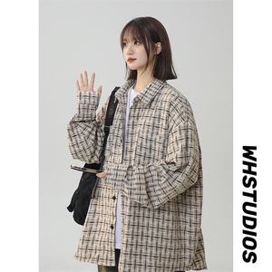 秋冬新款现货 大码男女款毛呢格子加厚衬衫上衣  225-2-CS709-P58图片
