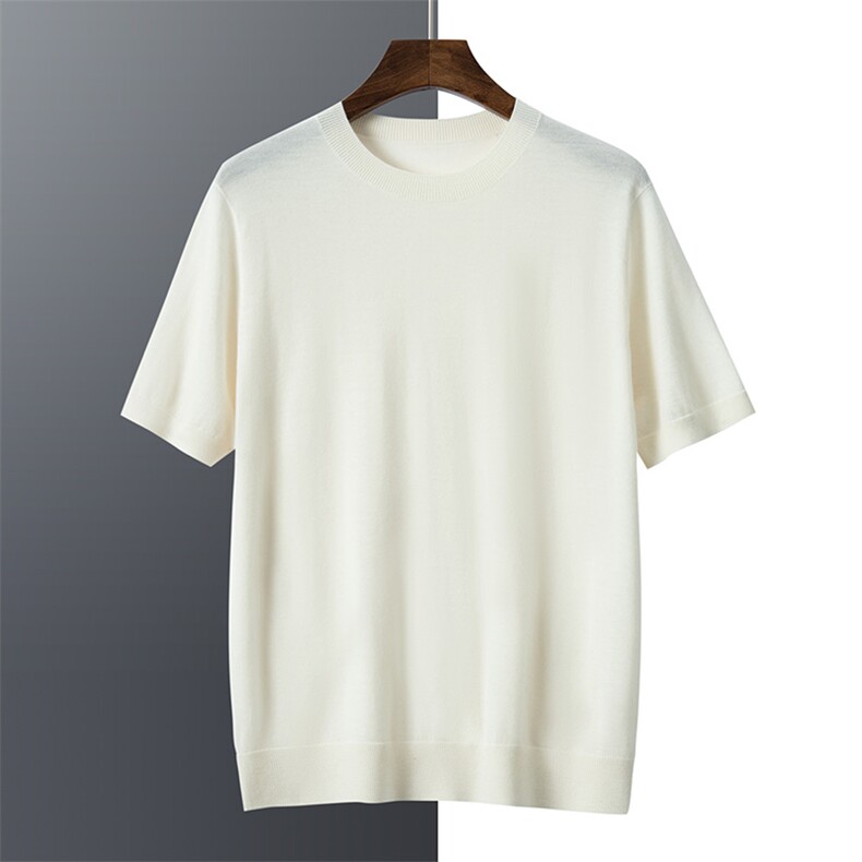 2024秋冬新款精纺山羊绒男士圆领POLO套头T恤羊绒短袖，男装羊绒套衫，曼云男装羊绒