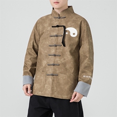 新品潮新中式PU皮《太极》刺绣复古立领长袖外套加厚夹克JK94，男装夹克，星座305A（原312A-1）