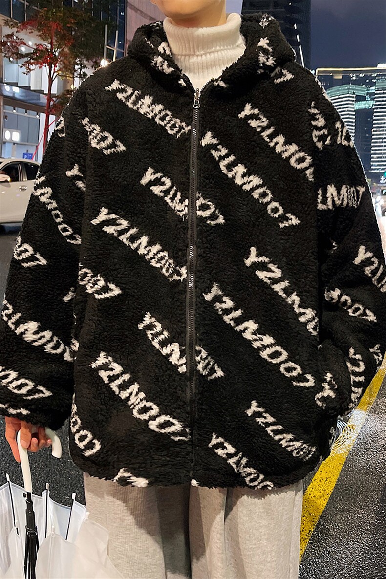 1港风定制LOGO羊羔毛棉衣大码M-5XL连帽棉衣外套男78710P105控148,男装棉衣,星座226-2