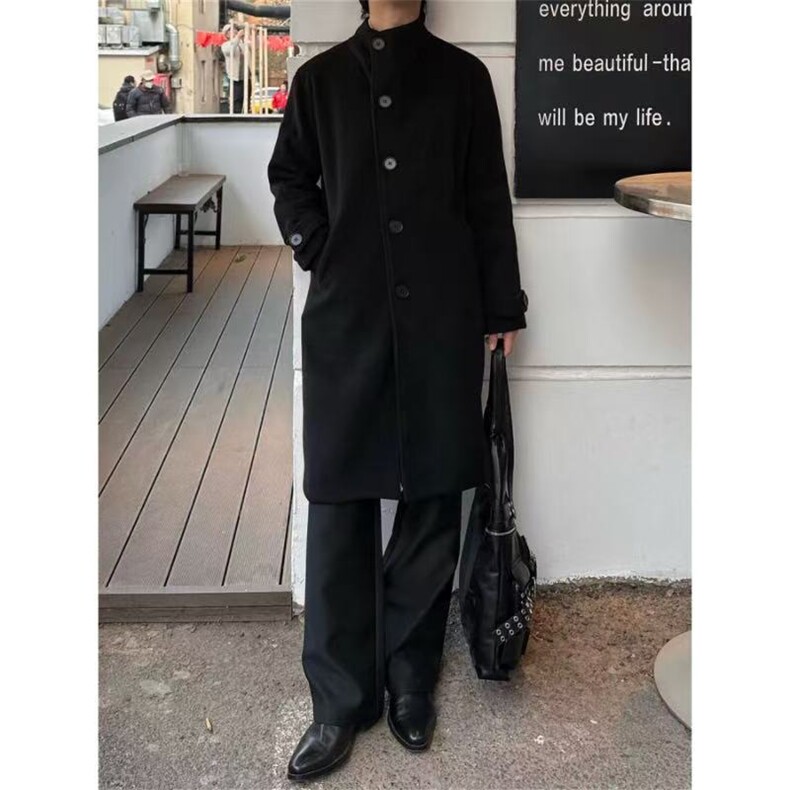 预售款~已下单冬季长款过膝毛呢大衣可立领暖外套NZ2511批125,男装毛呢大衣,星座1411A-6