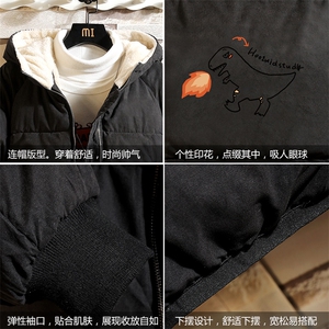 MY16040-P100 加厚加绒连帽衣男大码服男面包服男 砖墙挂拍图片
