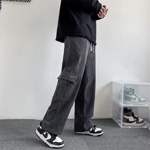 新款长裤高街vibe裤子街头风拼接牛仔裤男宽松直筒裤N7025/P35图片